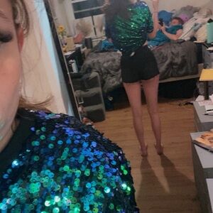 Black Denim High-Rise Shorts